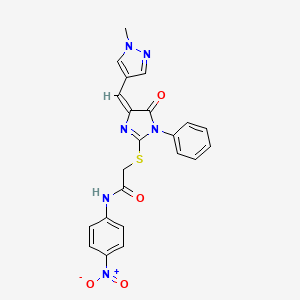 molecular formula C22H18N6O4S B4595942 2-({4-[(E)-1-(1-METHYL-1H-PYRAZOL-4-YL)METHYLIDENE]-5-OXO-1-PHENYL-4,5-DIHYDRO-1H-IMIDAZOL-2-YL}SULFANYL)-N-(4-NITROPHENYL)ACETAMIDE 