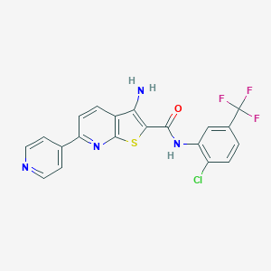 molecular formula C20H12ClF3N4OS B459598 3-amino-N-[2-chloro-5-(trifluoromethyl)phenyl]-6-(4-pyridinyl)thieno[2,3-b]pyridine-2-carboxamide CAS No. 445267-43-6