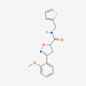 molecular formula C16H16N2O3S B4595994 3-(2-methoxyphenyl)-N-(thiophen-2-ylmethyl)-4,5-dihydro-1,2-oxazole-5-carboxamide 