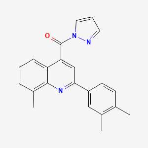 molecular formula C22H19N3O B4596017 2-(3,4-DIMETHYLPHENYL)-8-METHYL-4-(1H-PYRAZOLE-1-CARBONYL)QUINOLINE 