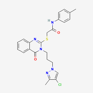 molecular formula C24H24ClN5O2S B4596018 2-({3-[3-(4-CHLORO-3-METHYL-1H-PYRAZOL-1-YL)PROPYL]-4-OXO-3,4-DIHYDRO-2-QUINAZOLINYL}SULFANYL)-N~1~-(4-METHYLPHENYL)ACETAMIDE 