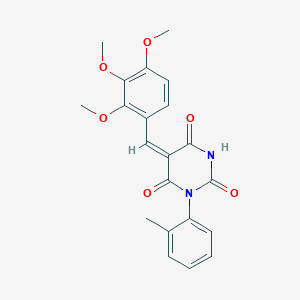 molecular formula C21H20N2O6 B4596089 (5E)-1-(2-methylphenyl)-5-[(2,3,4-trimethoxyphenyl)methylidene]-1,3-diazinane-2,4,6-trione 