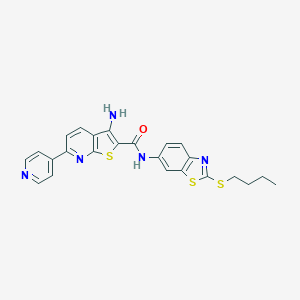 3-amino-N-(2-butylsulfanyl-1,3-benzothiazol-6-yl)-6-pyridin-4-ylthieno[2,3-b]pyridine-2-carboxamide