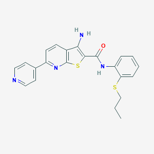 molecular formula C22H20N4OS2 B459612 3-amino-N-[2-(propylsulfanyl)phenyl]-6-(4-pyridinyl)thieno[2,3-b]pyridine-2-carboxamide CAS No. 445267-58-3