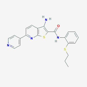 molecular formula C22H20N4OS2 B459612 3-アミノ-N-[2-(プロピルスルファニル)フェニル]-6-(4-ピリジニル)チエノ[2,3-b]ピリジン-2-カルボキサミド CAS No. 445267-58-3