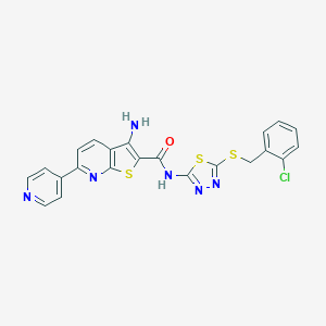 molecular formula C22H15ClN6OS3 B459614 3-amino-N-[5-[(2-chlorophenyl)methylsulfanyl]-1,3,4-thiadiazol-2-yl]-6-pyridin-4-ylthieno[2,3-b]pyridine-2-carboxamide CAS No. 445267-60-7
