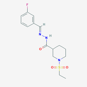 1-(ethylsulfonyl)-N'-[(E)-(3-fluorophenyl)methylidene]piperidine-3-carbohydrazide