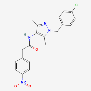 molecular formula C20H19ClN4O3 B4596252 N-[1-(4-chlorobenzyl)-3,5-dimethyl-1H-pyrazol-4-yl]-2-(4-nitrophenyl)acetamide 