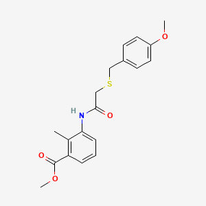 molecular formula C19H21NO4S B4596271 methyl 3-({[(4-methoxybenzyl)thio]acetyl}amino)-2-methylbenzoate 