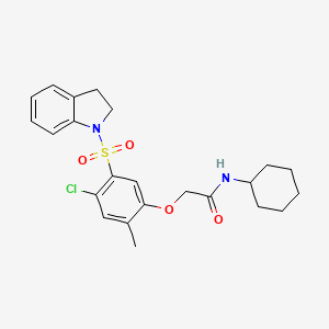 molecular formula C23H27ClN2O4S B4596292 2-[4-chloro-5-(2,3-dihydroindol-1-ylsulfonyl)-2-methylphenoxy]-N-cyclohexylacetamide 