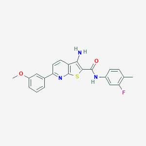molecular formula C22H18FN3O2S B459630 3-amino-N-(3-fluoro-4-methylphenyl)-6-(3-methoxyphenyl)thieno[2,3-b]pyridine-2-carboxamide CAS No. 445267-72-1