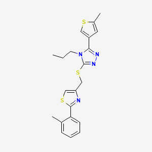 molecular formula C21H22N4S3 B4596307 3-({[2-(2-methylphenyl)-1,3-thiazol-4-yl]methyl}thio)-5-(5-methyl-3-thienyl)-4-propyl-4H-1,2,4-triazole 