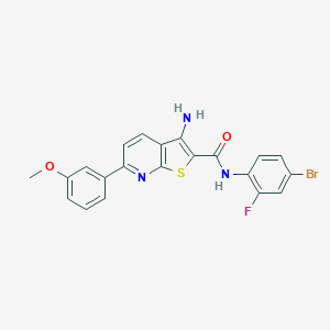 molecular formula C21H15BrFN3O2S B459631 3-amino-N-(4-bromo-2-fluorophenyl)-6-(3-methoxyphenyl)thieno[2,3-b]pyridine-2-carboxamide CAS No. 488093-18-1