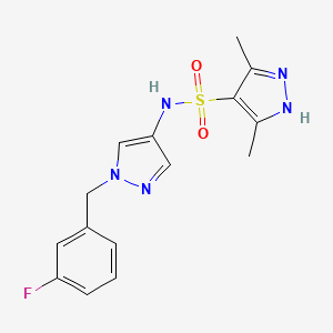 molecular formula C15H16FN5O2S B4596336 N~4~-[1-(3-FLUOROBENZYL)-1H-PYRAZOL-4-YL]-3,5-DIMETHYL-1H-PYRAZOLE-4-SULFONAMIDE 