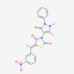 3-(1,5-dimethyl-3-oxo-2-phenyl-2,3-dihydro-1H-pyrazol-4-yl)-5-(3-nitrobenzylidene)-1,3-thiazolidine-2,4-dione