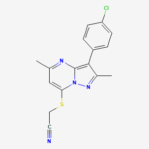 {[3-(4-chlorophenyl)-2,5-dimethylpyrazolo[1,5-a]pyrimidin-7-yl]thio}acetonitrile