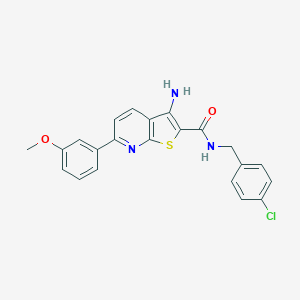 molecular formula C22H18ClN3O2S B459646 3-amino-N-(4-chlorobenzyl)-6-(3-methoxyphenyl)thieno[2,3-b]pyridine-2-carboxamide CAS No. 445267-82-3