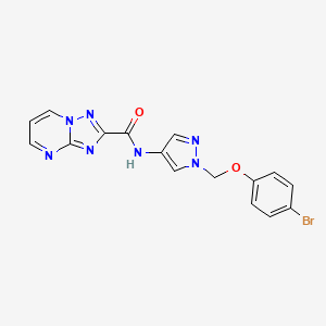 molecular formula C16H12BrN7O2 B4596471 N-{1-[(4-bromophenoxy)methyl]-1H-pyrazol-4-yl}[1,2,4]triazolo[1,5-a]pyrimidine-2-carboxamide 