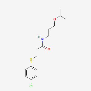 molecular formula C15H22ClNO2S B4596515 3-[(4-chlorophenyl)thio]-N-(3-isopropoxypropyl)propanamide 