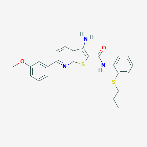 molecular formula C25H25N3O2S2 B459653 3-amino-N-[2-(isobutylsulfanyl)phenyl]-6-(3-methoxyphenyl)thieno[2,3-b]pyridine-2-carboxamide CAS No. 445267-94-7