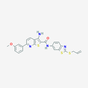 molecular formula C25H20N4O2S3 B459654 3-amino-6-(3-methoxyphenyl)-N-(2-prop-2-enylsulfanyl-1,3-benzothiazol-6-yl)thieno[2,3-b]pyridine-2-carboxamide CAS No. 445267-92-5