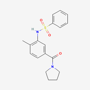 molecular formula C18H20N2O3S B4596567 N-[2-methyl-5-(1-pyrrolidinylcarbonyl)phenyl]benzenesulfonamide 