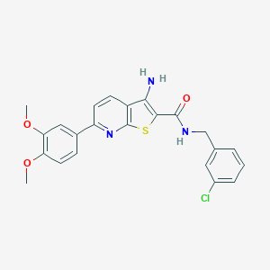 molecular formula C23H20ClN3O3S B459663 3-amino-N-(3-chlorobenzyl)-6-(3,4-dimethoxyphenyl)thieno[2,3-b]pyridine-2-carboxamide CAS No. 625369-97-3