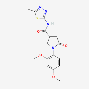 molecular formula C16H18N4O4S B4596692 1-(2,4-dimethoxyphenyl)-N-(5-methyl-1,3,4-thiadiazol-2-yl)-5-oxo-3-pyrrolidinecarboxamide 