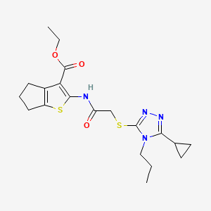 ethyl 2-({[(5-cyclopropyl-4-propyl-4H-1,2,4-triazol-3-yl)thio]acetyl}amino)-5,6-dihydro-4H-cyclopenta[b]thiophene-3-carboxylate