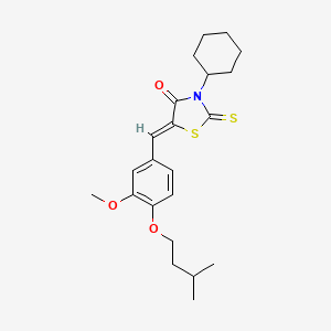 3-cyclohexyl-5-[3-methoxy-4-(3-methylbutoxy)benzylidene]-2-thioxo-1,3-thiazolidin-4-one