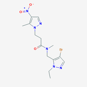 molecular formula C14H19BrN6O3 B4596735 N-[(4-溴-1-乙基-1H-吡唑-5-基)甲基]-N-甲基-3-(5-甲基-4-硝基-1H-吡唑-1-基)丙酰胺 