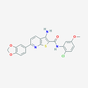 molecular formula C22H16ClN3O4S B459679 3-amino-6-(1,3-benzodioxol-5-yl)-N-(2-chloro-5-methoxyphenyl)thieno[2,3-b]pyridine-2-carboxamide CAS No. 489465-69-2