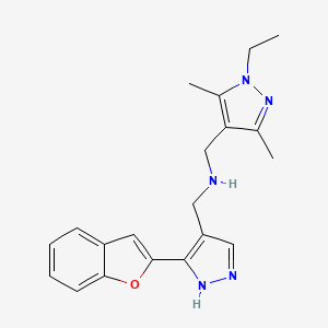 1-[3-(1-benzofuran-2-yl)-1H-pyrazol-4-yl]-N-[(1-ethyl-3,5-dimethyl-1H-pyrazol-4-yl)methyl]methanamine