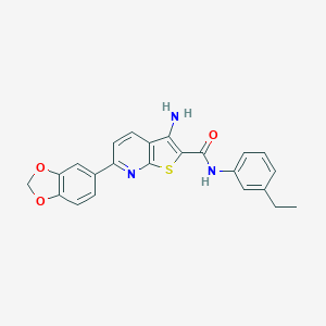 molecular formula C23H19N3O3S B459682 3-amino-6-(1,3-benzodioxol-5-yl)-N-(3-ethylphenyl)thieno[2,3-b]pyridine-2-carboxamide CAS No. 625369-66-6