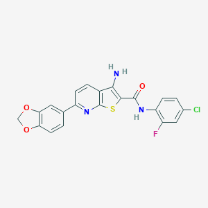 molecular formula C21H13ClFN3O3S B459687 3-amino-6-(1,3-benzodioxol-5-yl)-N-(4-chloro-2-fluorophenyl)thieno[2,3-b]pyridine-2-carboxamide CAS No. 625369-70-2