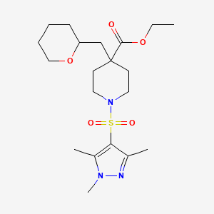 ethyl 4-(tetrahydro-2H-pyran-2-ylmethyl)-1-[(1,3,5-trimethyl-1H-pyrazol-4-yl)sulfonyl]-4-piperidinecarboxylate