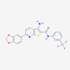 molecular formula C22H14F3N3O3S B459689 3-amino-6-(1,3-benzodioxol-5-yl)-N-[3-(trifluoromethyl)phenyl]thieno[2,3-b]pyridine-2-carboxamide CAS No. 625369-73-5