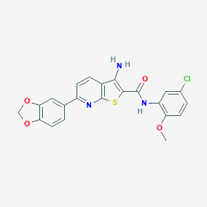 molecular formula C22H16ClN3O4S B459690 3-amino-6-(1,3-benzodioxol-5-yl)-N-(5-chloro-2-methoxyphenyl)thieno[2,3-b]pyridine-2-carboxamide CAS No. 625369-77-9