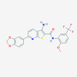 molecular formula C23H16F3N3O4S B459692 3-amino-6-(1,3-benzodioxol-5-yl)-N-[2-methoxy-5-(trifluoromethyl)phenyl]thieno[2,3-b]pyridine-2-carboxamide CAS No. 500197-40-0