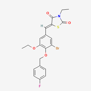 molecular formula C21H19BrFNO4S B4596938 5-{3-bromo-5-ethoxy-4-[(4-fluorobenzyl)oxy]benzylidene}-3-ethyl-1,3-thiazolidine-2,4-dione 