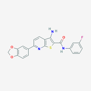molecular formula C21H14FN3O3S B459694 3-amino-6-(1,3-benzodioxol-5-yl)-N-(3-fluorophenyl)thieno[2,3-b]pyridine-2-carboxamide 