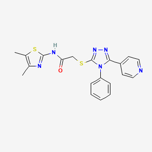 molecular formula C20H18N6OS2 B4596952 N-(4,5-dimethyl-1,3-thiazol-2-yl)-2-{[4-phenyl-5-(pyridin-4-yl)-4H-1,2,4-triazol-3-yl]sulfanyl}acetamide 