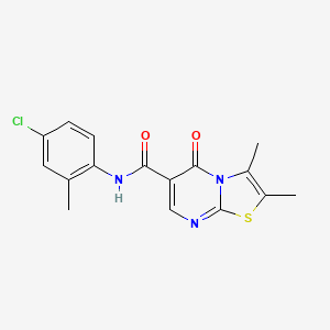 molecular formula C16H14ClN3O2S B4596979 N-(4-chloro-2-methylphenyl)-2,3-dimethyl-5-oxo-5H-[1,3]thiazolo[3,2-a]pyrimidine-6-carboxamide 