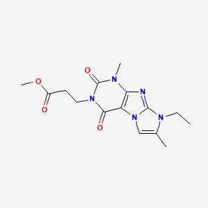 molecular formula C15H19N5O4 B4597022 methyl 3-(8-ethyl-1,7-dimethyl-2,4-dioxo-1,2,4,8-tetrahydro-3H-imidazo[2,1-f]purin-3-yl)propanoate 