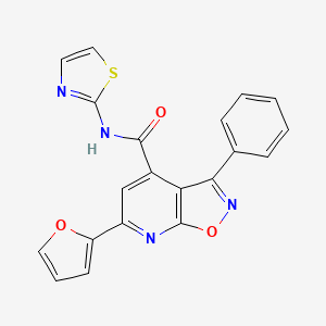 molecular formula C20H12N4O3S B4597079 6-(2-furyl)-3-phenyl-N-1,3-thiazol-2-ylisoxazolo[5,4-b]pyridine-4-carboxamide 