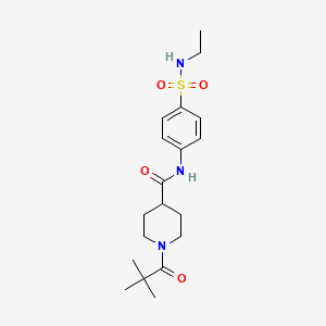 molecular formula C19H29N3O4S B4597098 1-(2,2-dimethylpropanoyl)-N-{4-[(ethylamino)sulfonyl]phenyl}-4-piperidinecarboxamide 