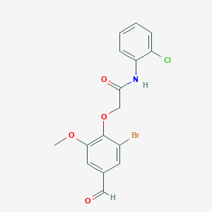 molecular formula C16H13BrClNO4 B4597131 2-(2-bromo-4-formyl-6-methoxyphenoxy)-N-(2-chlorophenyl)acetamide 