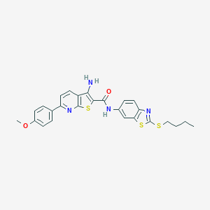 molecular formula C26H24N4O2S3 B459715 3-amino-N-(2-butylsulfanyl-1,3-benzothiazol-6-yl)-6-(4-methoxyphenyl)thieno[2,3-b]pyridine-2-carboxamide CAS No. 445268-73-5