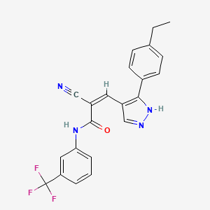 2-cyano-3-[3-(4-ethylphenyl)-1H-pyrazol-4-yl]-N-[3-(trifluoromethyl)phenyl]acrylamide