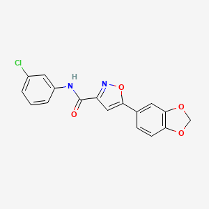 molecular formula C17H11ClN2O4 B4597201 5-(1,3-benzodioxol-5-yl)-N-(3-chlorophenyl)-3-isoxazolecarboxamide 